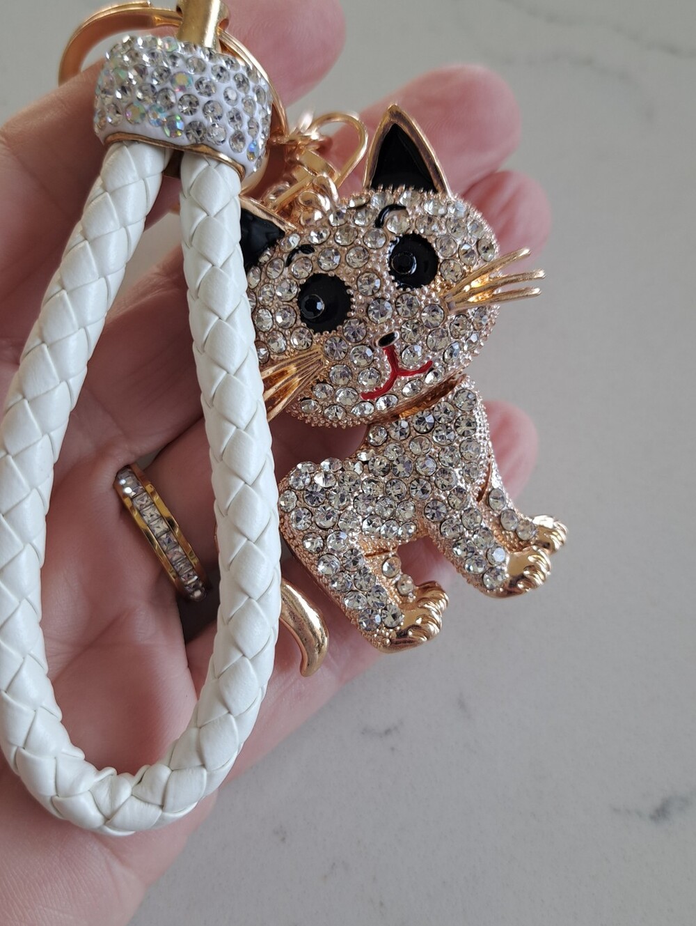 Sparkle Cat Purse Charm, Key Ring, Head Moves! New